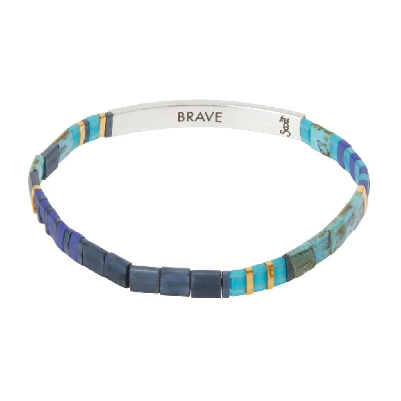 Ladies bracelets recycled metal styles-Good Karma Miyuki Bracelet | Brave - Cobalt/Silver